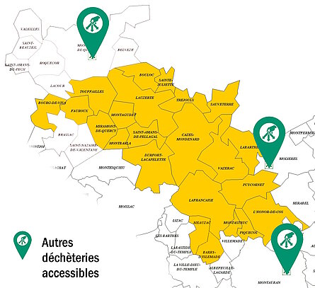 Carte des autres déchèteries accessibles