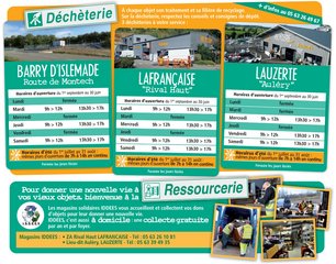 Horaires et plans d'accès aux déchèteries Horaires des déchèteries et ressourceries